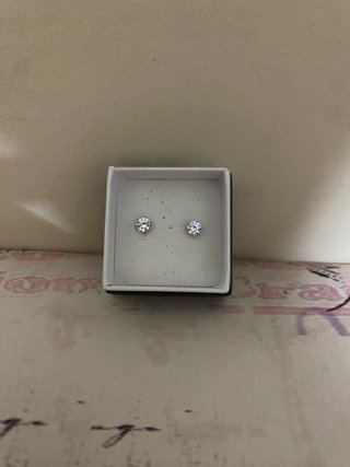 Pendientes Cromados con Diamante Plata de ley