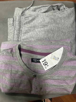 Pijama hombre Talla S rayas gris y morado
