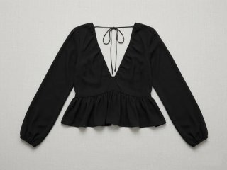 Camisa H&M negra manga larga tela ligera