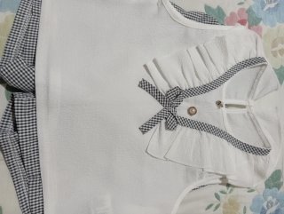 Conjunto niña blanco y cuadros