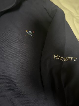 Polo Hackett manga larga azul