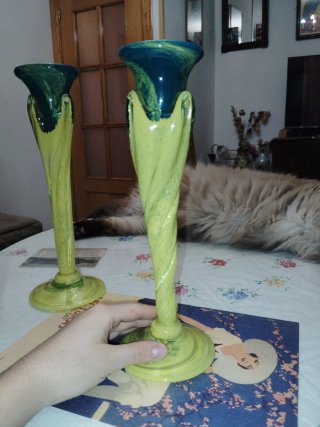 Juego de 2 Candelabros Jarroncitos Vidrio