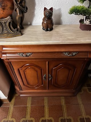 Mueble Taquillón Madera y Mármol recibidor