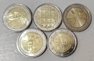 Lote 5 monedas 2 euros conmemorativas Ricardo