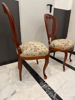 Pareja Sillas Vintage Madera Rattan