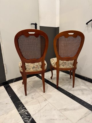 Pareja Sillas Vintage Madera Rattan