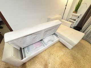 Sofá Chaise Longue Piel Sintética Blanco