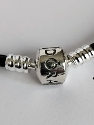 Pulsera Pandora Cuero Trenzado Negra  talla 21 cm