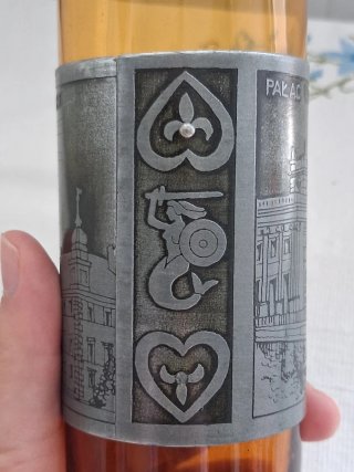 Copo Vintage Vidro Âmbar e Metal - Polónia Varsóvi