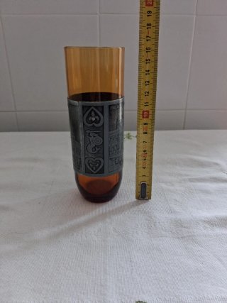 Copo Vintage Vidro Âmbar e Metal - Polónia Varsóvi
