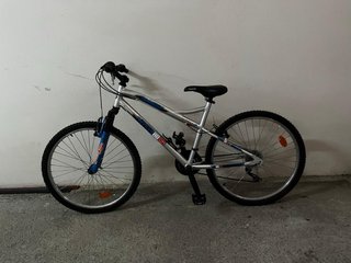 Bicicleta de montaña plateada
