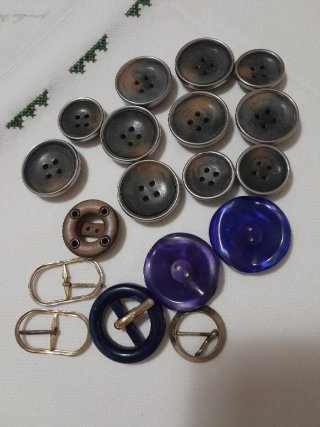 Lote botones y hebillas vintage 60-70