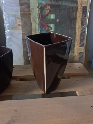 Set di 3 vasi/fioriere in fibra marrone