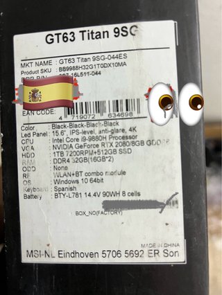 Caja original MSI Titan