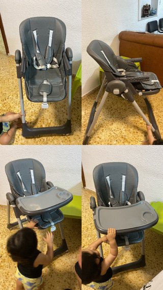 Trona de bebé con seguros, muy práctica