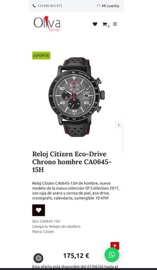 Reloj Citizen Eco-Drive Chronograph Negro