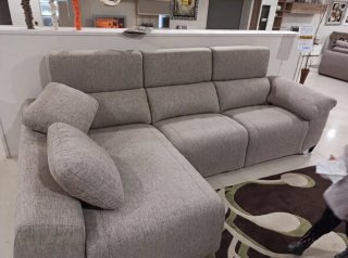 Sofá Chaise Longue Tela Gris reclinable eléctrico