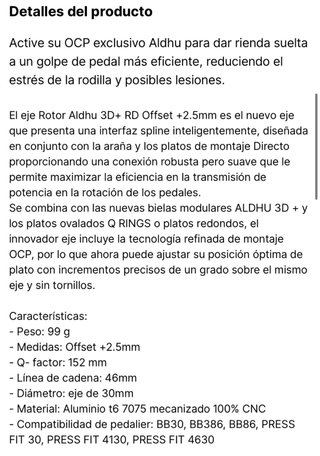 Eje Rotor Aldhu 3D+ RD Offset +2.5mm
