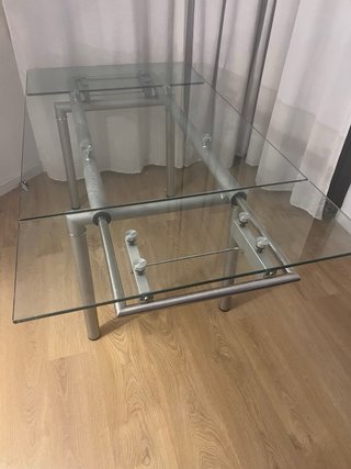 Mesa de comedor extensible cristal y metal