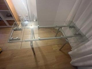 Mesa de comedor extensible cristal y metal