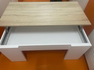 Mesa de centro moderna madera y blanco