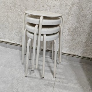 2* sillas taburete blanco metal y plástico