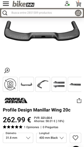 Manillar Profile Design Wing 2.0c carbon Nuevo