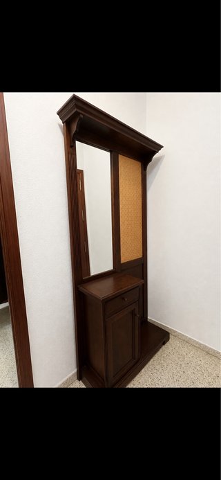 Mueble recibidor madera con espejo