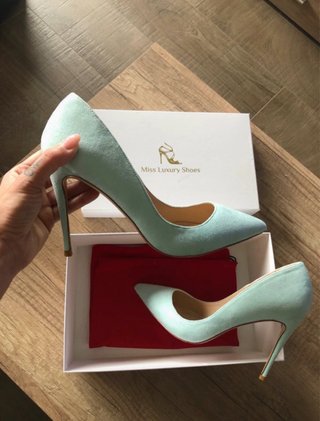 Zapatos de tacón stiletto ante azul turquesa