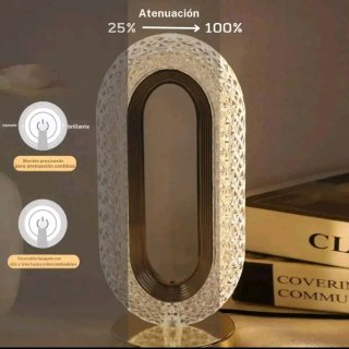 Lámpara Mesa Cristal Diamante Oval Dorada
