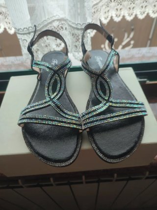 Sandali donna neri con strass