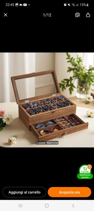 Scatola porta orologi in legno con cassetto