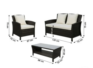 Conjunto Terraza Ratán Negro y Beige
