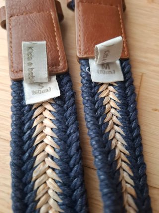 Cinturón trenzado azul y beige