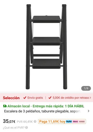 Escalera compacta plegable de 3 peldaños