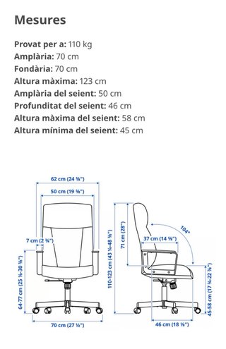 Silla de oficina IKEA blanca y negra