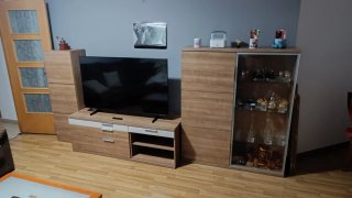 Mueble recibidor madera y cristal