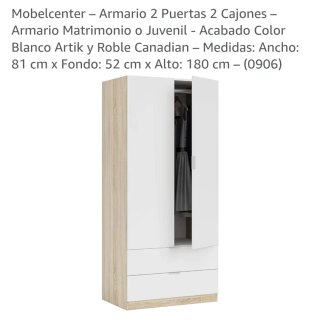 Armario 2 Puertas 2 Cajones Blanco/Roble