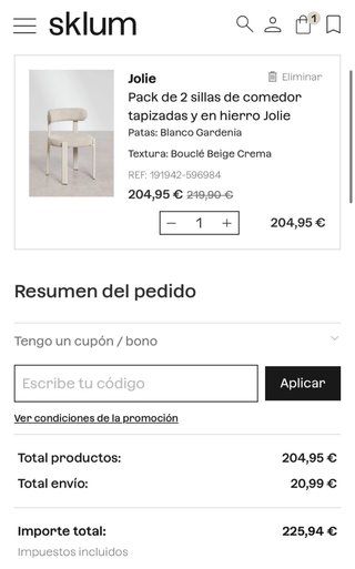 2 Sillas Comedor Sklum NUEVAS