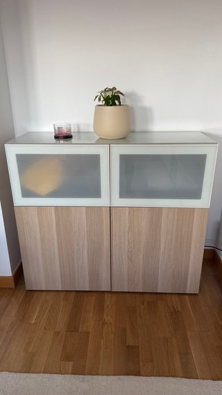 IKEA BESTÅ 2 módulos cristal y roble