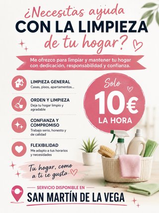 Limpieza de hogar en San Martin de la Vega