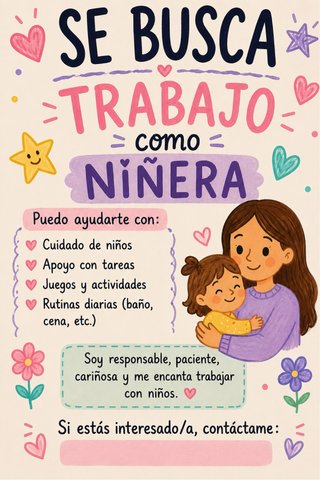busco trabajo de niñera