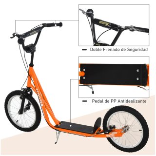 Patinete Scooter Naranja Niños 5+ Años doble freno