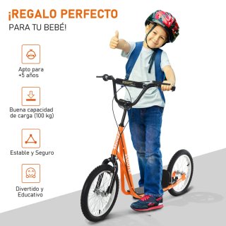 Patinete Scooter Naranja Niños 5+ Años doble freno