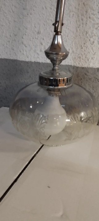 Lámpara de techo antigua cristal y metal