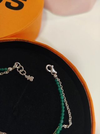 Pulsera Tous Doble Cadena Verde y Plata
