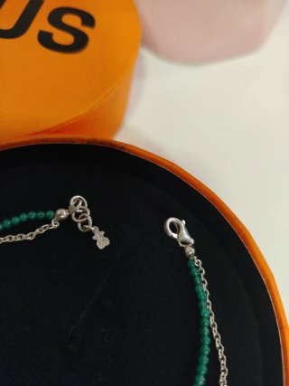 Pulsera Tous Doble Cadena Verde y Plata