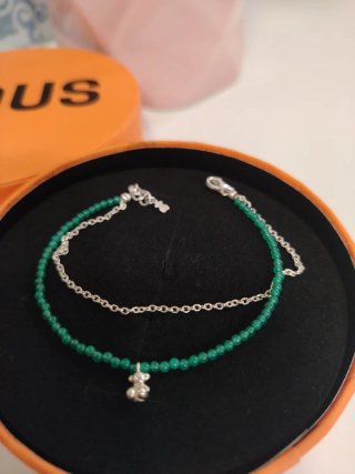 Pulsera Tous Doble Cadena Verde y Plata