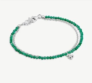 Pulsera Tous Doble Cadena Verde y Plata