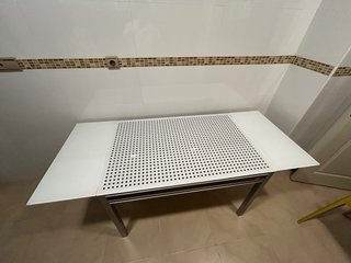 Mesa extensible cristal y aluminio